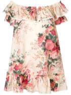 Zimmermann Floral Print Off Shoulder Dress - Nude & Neutrals