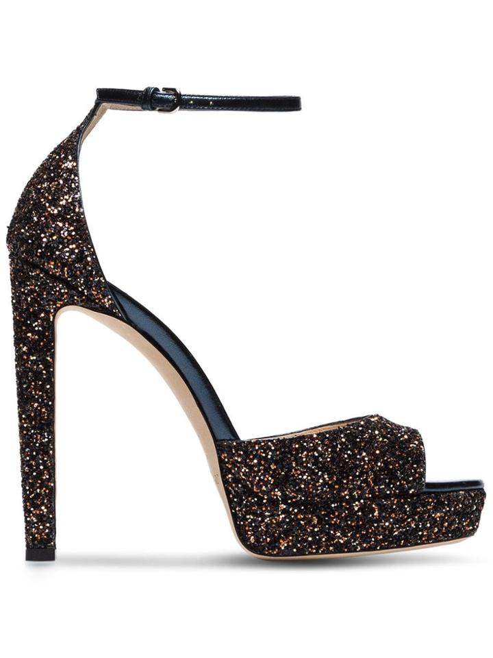Jimmy Choo Pattie 130 Glitter Platform Sandals - Metallic