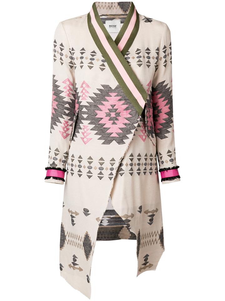 Bazar Deluxe Embroidered Motif Coat - Nude & Neutrals