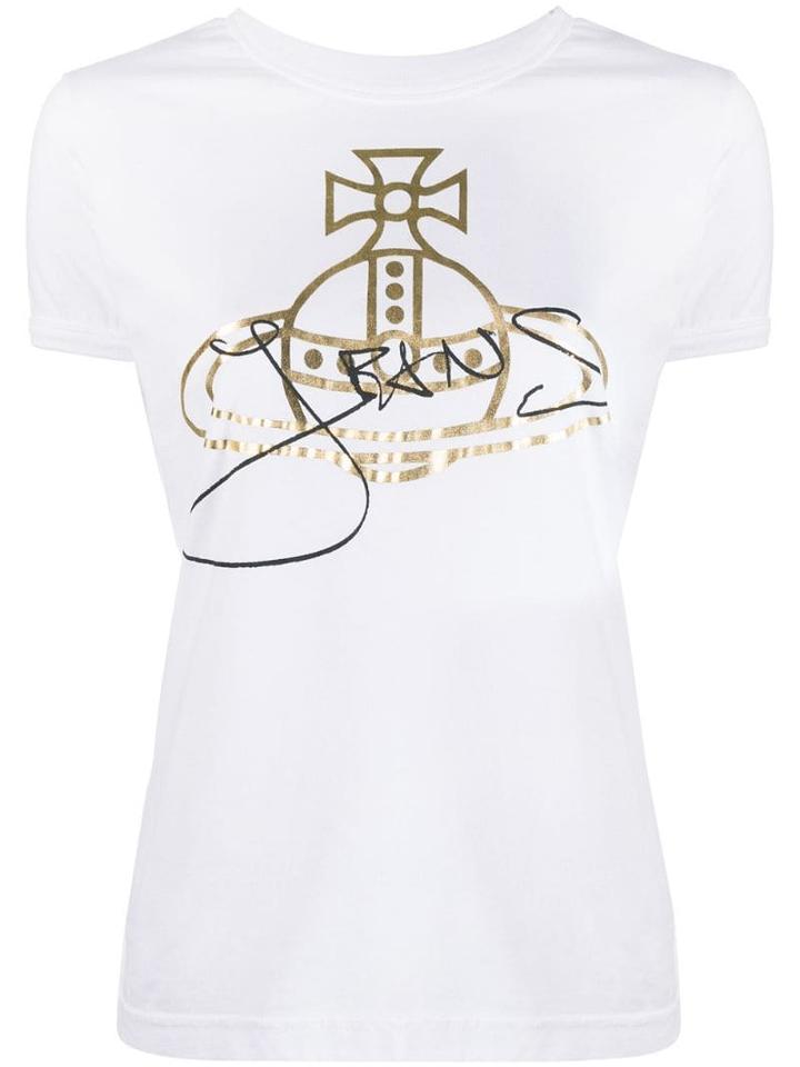 Vivienne Westwood Anglomania Metallic Effect Printed Logo T-shirt -