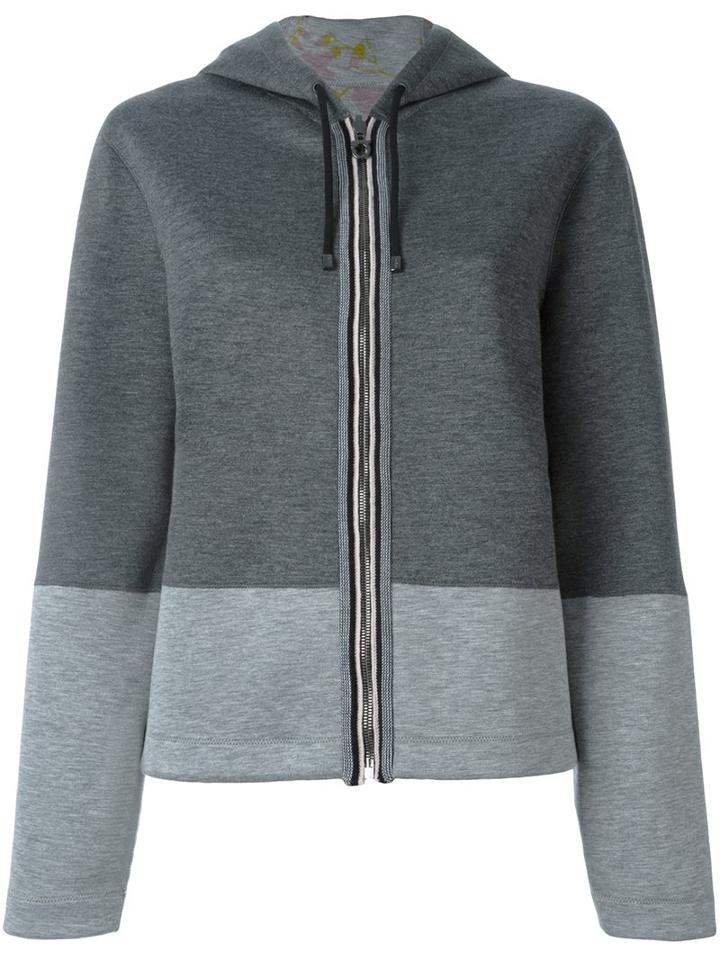 Salvatore Ferragamo Two-tone Zipped Hoodie, Women's, Size: Medium, Grey, Viscose