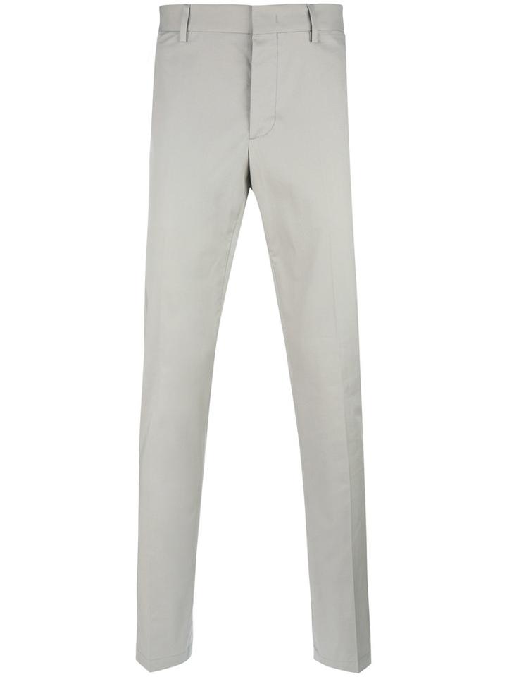 Lanvin Tailored Stripe Slim Trousers, Men's, Size: 44, Grey, Cotton
