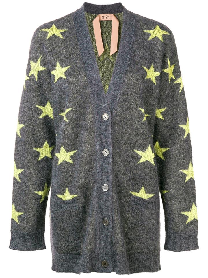 No21 Star Print Cardigan - Grey