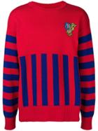 Versace Crew Neck Panelled Sweater - Red