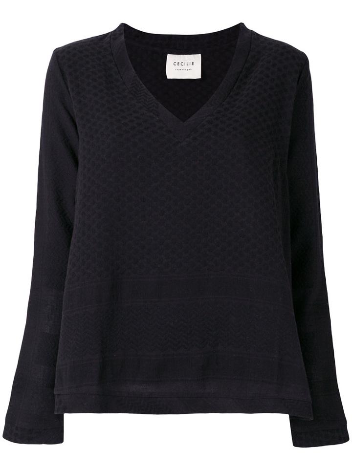 Cecilie Copenhagen - V-neck Blouse - Women - Cotton - One Size, Black, Cotton