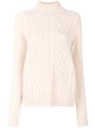 Lanvin Cable-knit Turtleneck Sweater - Nude & Neutrals