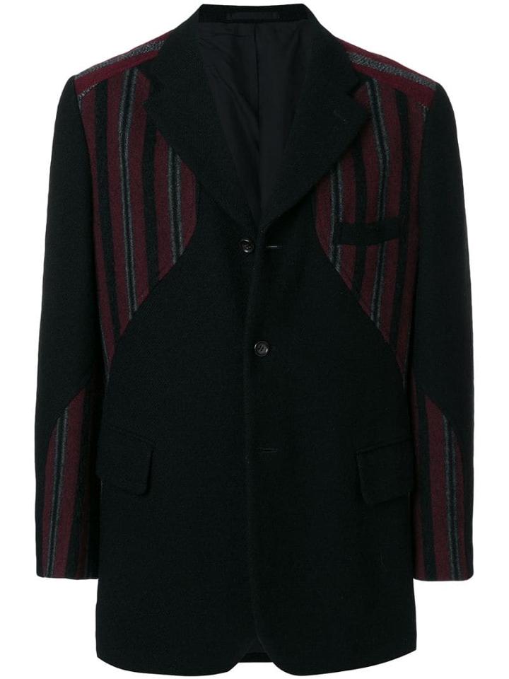 Comme Des Garçons Pre-owned Striped-panel Blazer - Black
