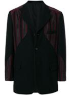 Comme Des Garçons Pre-owned Striped-panel Blazer - Black