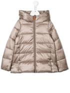 Save The Duck Kids Padded Logo Hooded Coat - Brown