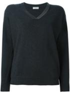 Brunello Cucinelli V-neck Sweater, Women's, Size: Xl, Grey, Cashmere