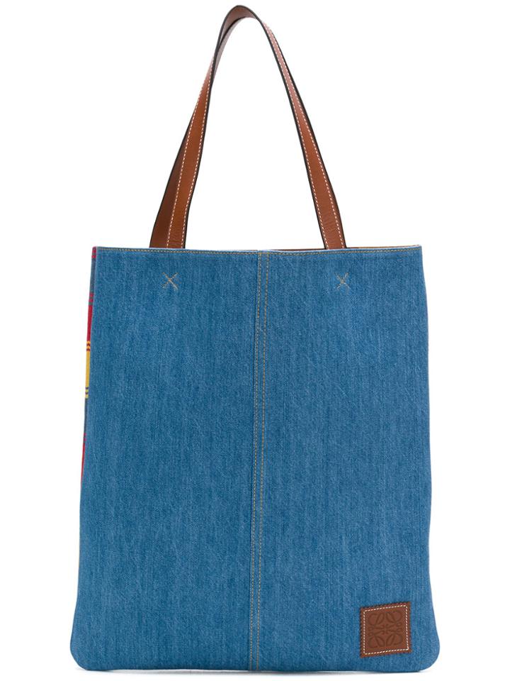 Loewe Colour-block Stripe Tote - Blue