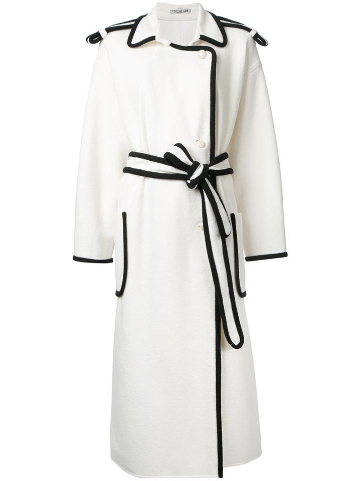 Edeline Lee Belted Midi Coat, Women's, Size: 6, White, Wool