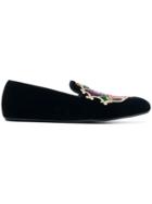 Dolce & Gabbana Embroidered Slippers - Black