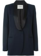 Lanvin Shawl Lapel Blazer, Women's, Size: 42, Blue, Silk/polyester/wool