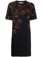 Mcq Alexander Mcqueen Swallow Embroidered T-shirt Dress - Black