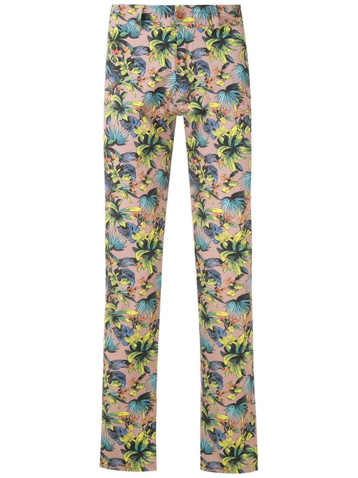 Amir Slama Foliage Print Straight-leg Trousers - Neutrals