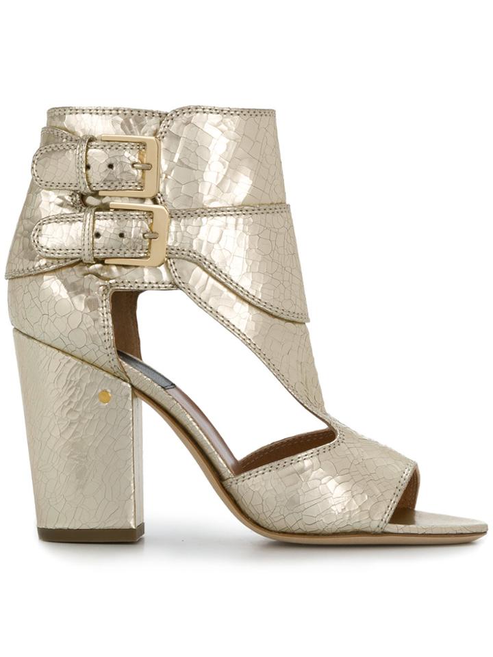 Laurence Dacade Open Toe Buckled Ankle Boots - Metallic