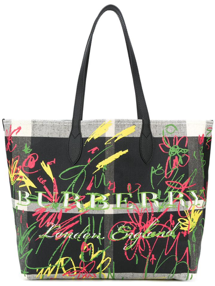 Burberry Large Reversible Doodle Tote Bag - Black