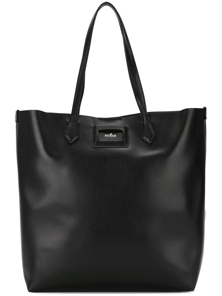 Hogan Logo Plaque Tote, Women's, Black