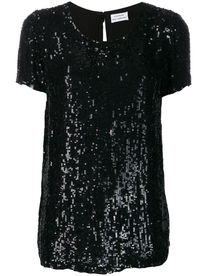 P.a.r.o.s.h. Longline Sequinned T-shirt - Black