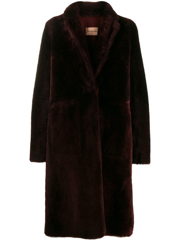 Yves Salomon Oversized Coat - Red