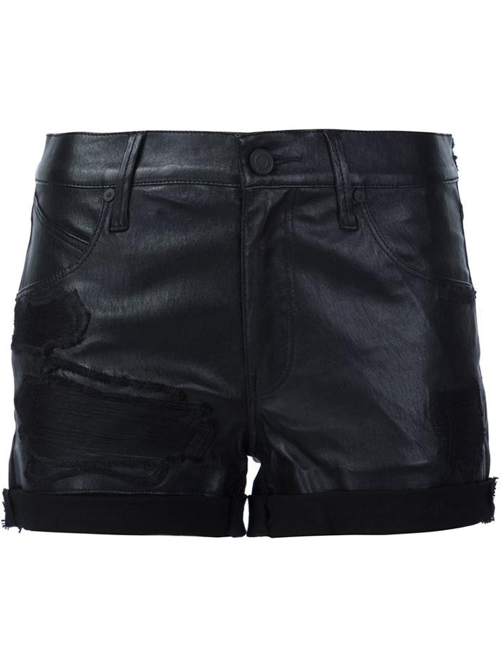 Rta 'olivia' Leather Shorts, Women's, Size: 26, Black, Lamb Skin/cotton/polyurethane