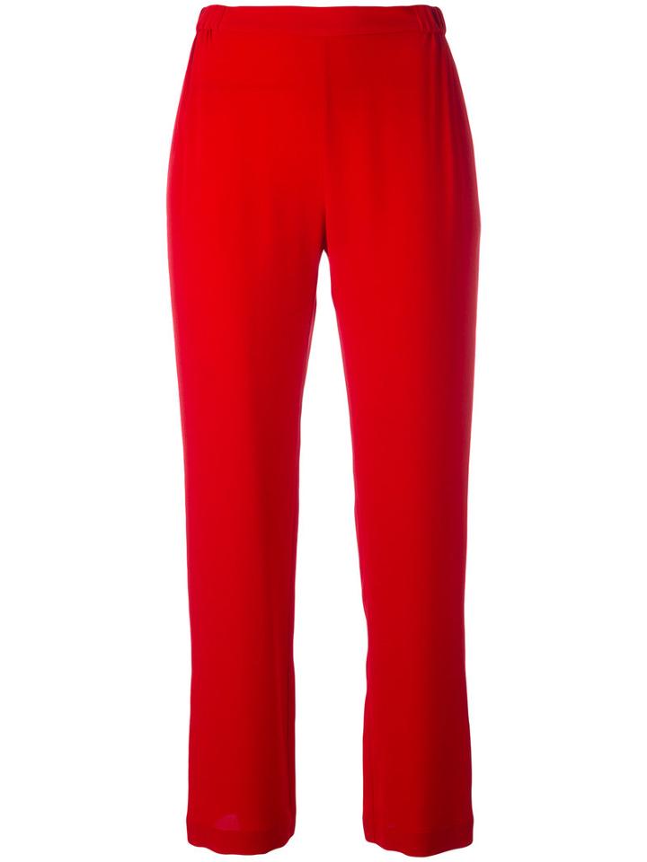 Erika Cavallini Cropped Trousers, Women's, Size: 42, Red, Silk/acetate