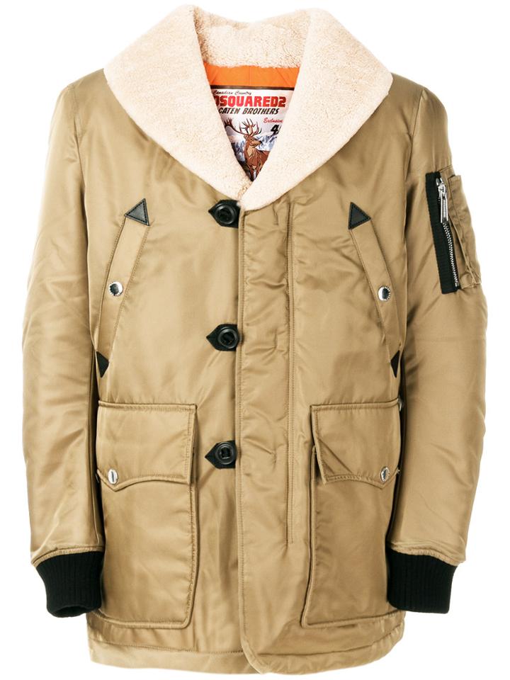 Dsquared2 Padded Shearling Jacket - Nude & Neutrals