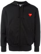 Comme Des Garçons Play Embroidered Heart Hoodie, Men's, Size: Medium, Black, Polyester