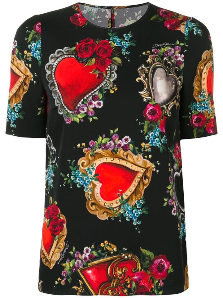 Dolce & Gabbana Heart Print Top - Black