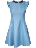 Loveless - Frill Sleeve Dress - Women - Polyester - 7, Blue, Polyester