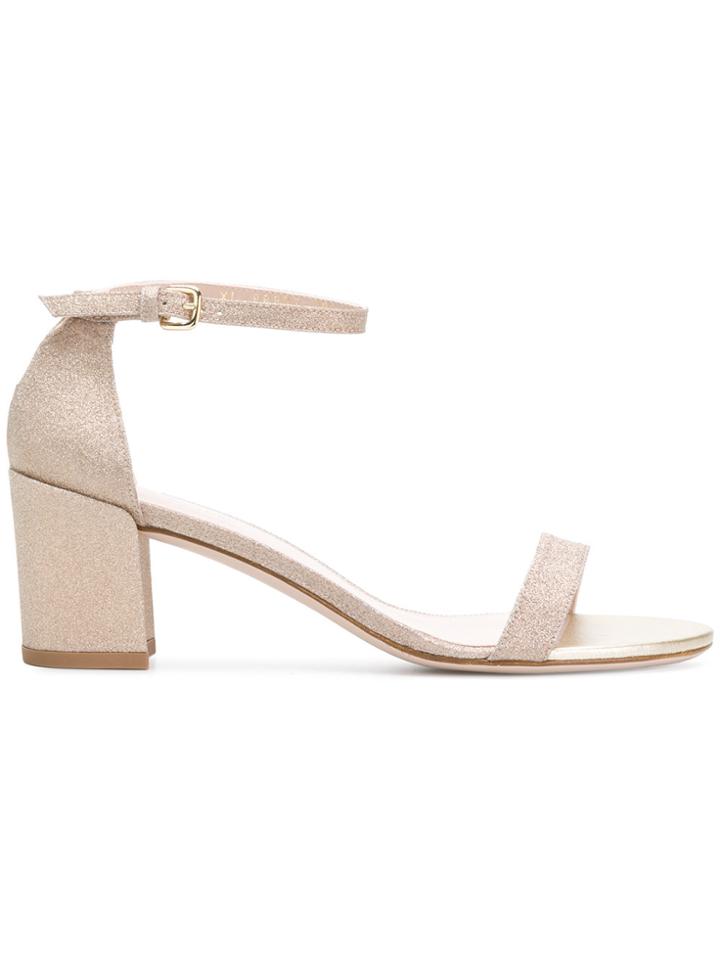 Stuart Weitzman Simple Glitter Sandals - Nude & Neutrals