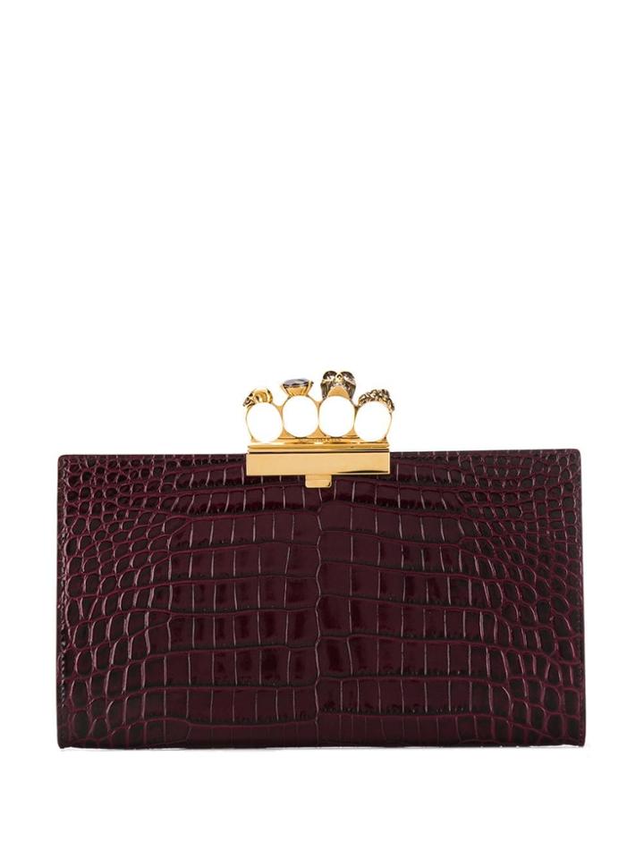 Alexander Mcqueen Four Ring Flat Clutch - Red