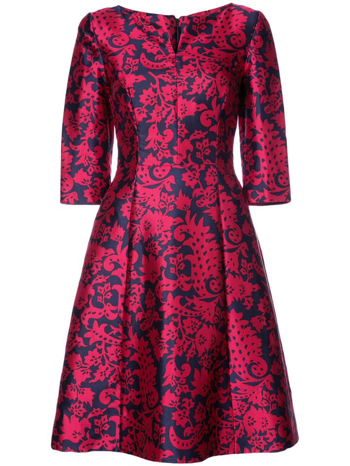Oscar De La Renta Brocade Print Dress - Red