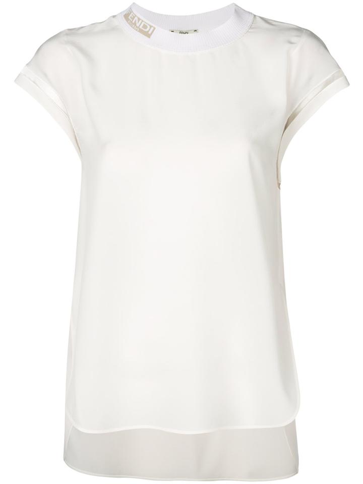 Fendi Branded Collar T-shirt - White