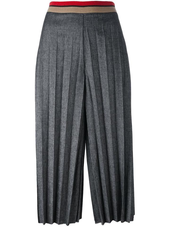 Aviù Pleated Cropped Trousers, Women's, Size: 42, Grey, Polyester/viscose/spandex/elastane