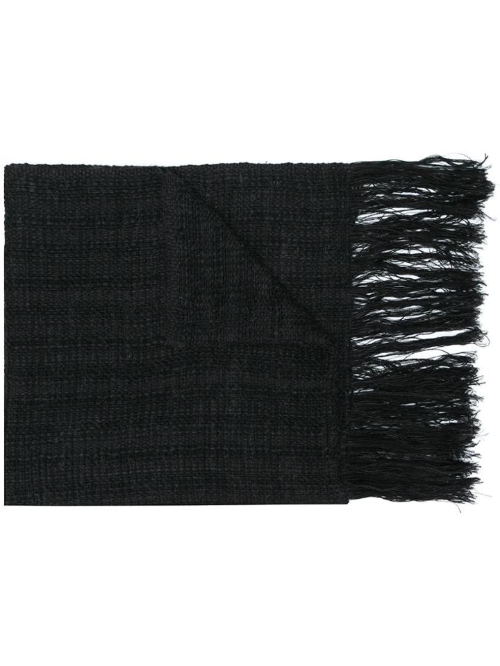 Isabel Benenato Fringed Scarf - Black