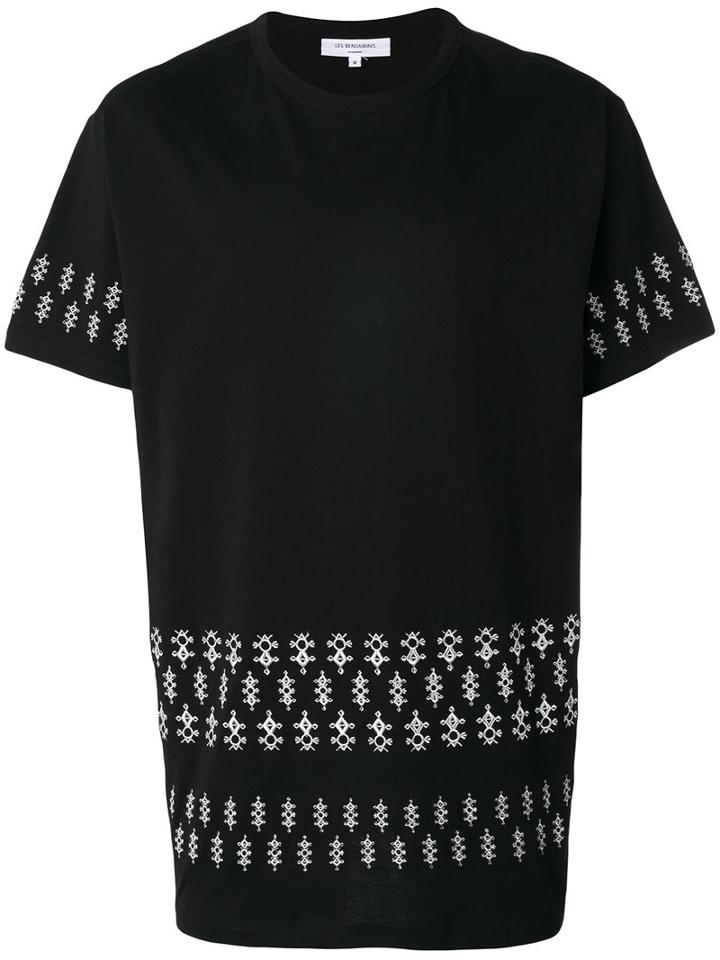 Les Benjamins Printed Hem T-shirt, Men's, Size: Small, Black, Cotton