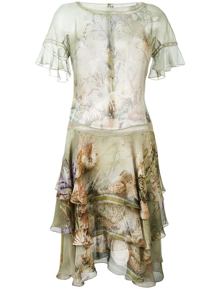 Alberta Ferretti Floral Print Dress, Women's, Size: 40, Green, Silk