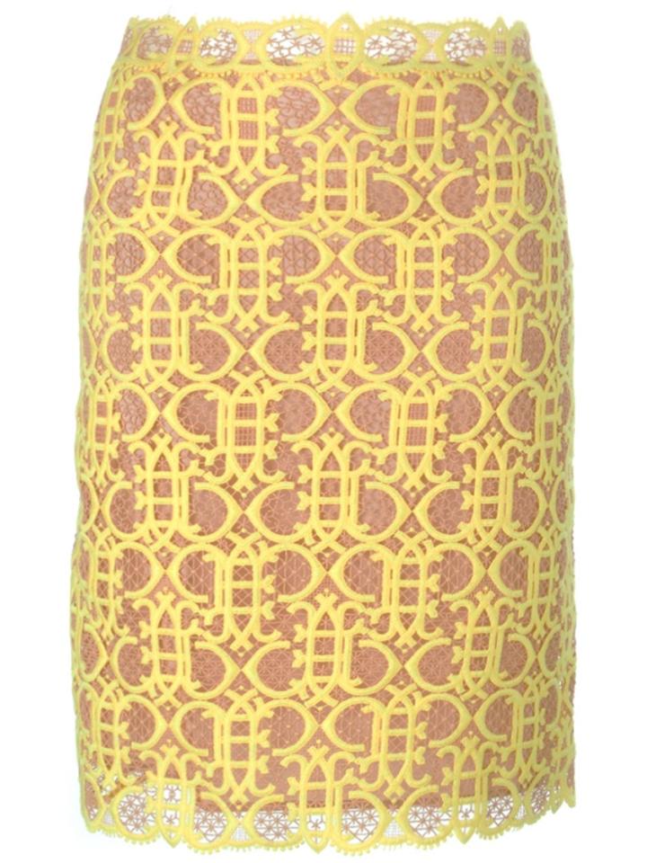 Emilio Pucci Straight Cut Macramé Skirt - Yellow & Orange