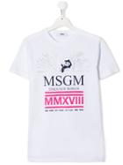 Msgm Kids Teen Rhinestone Embellished T-shirt - White