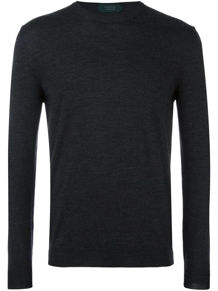 Zanone - Crew Neck Polo Shirt - Men - Polyamide/virgin Wool - 58, Grey, Polyamide/virgin Wool