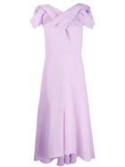 Delpozo Short-sleeve Flared Dress - Purple