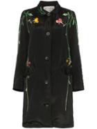 By Walid Floral Embroidered Silk Coat - Black
