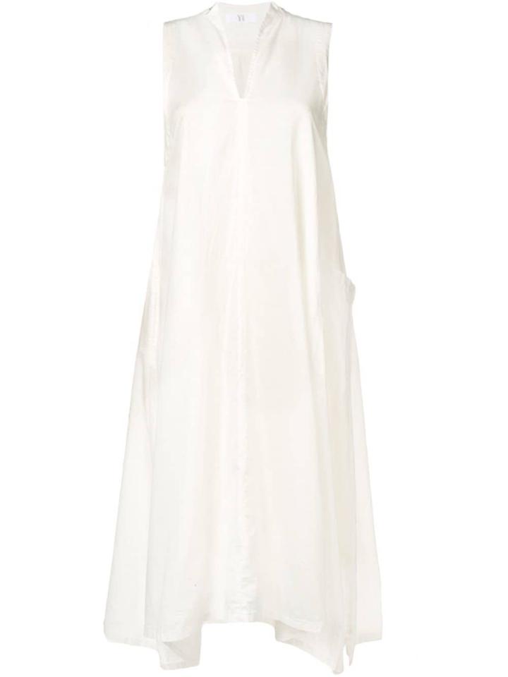 Y's Asymmetric Hem V-neck Dress - White