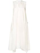 Y's Asymmetric Hem V-neck Dress - White