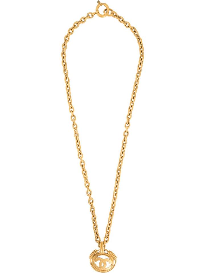 Chanel Vintage Long Logo Necklace - Metallic