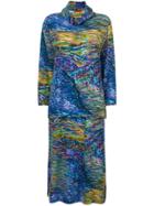 Kenzo Vintage Abstract Print Skirt Ensemble - Blue