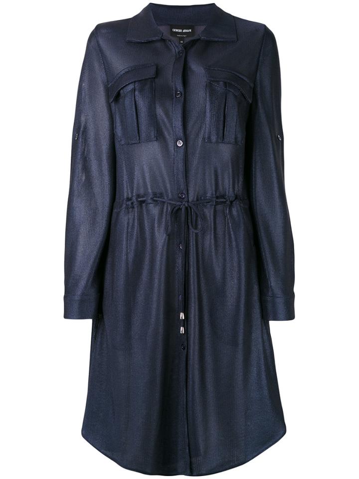 Giorgio Armani Drawstring Shirt Dress - Blue