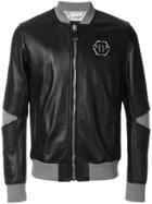 Philipp Plein Mei Leather Bomber Jacket - Black